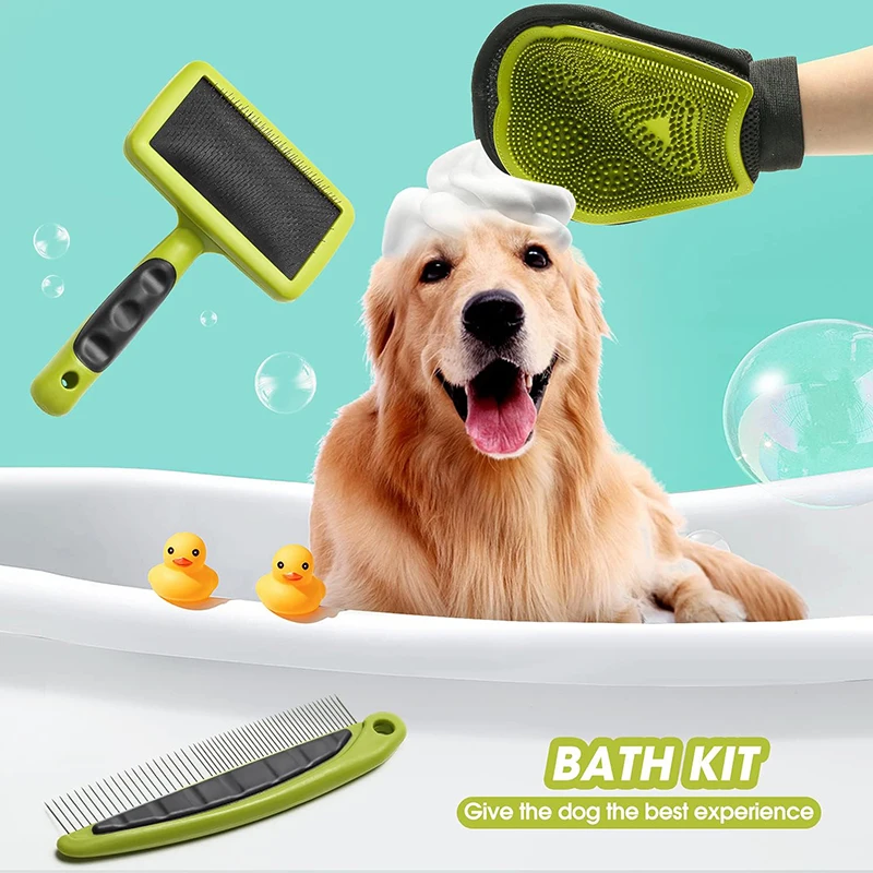 Factory Wholesale 3 In 1 Pet Grooming Brush Set cat Grooming Glove Remove float comb straight Dog Grooming Cleaning Kit
