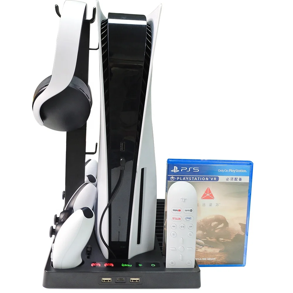 Multi-function Playstation 5 Console Cooling Fan with Charger Station for PS5/Digital Edition