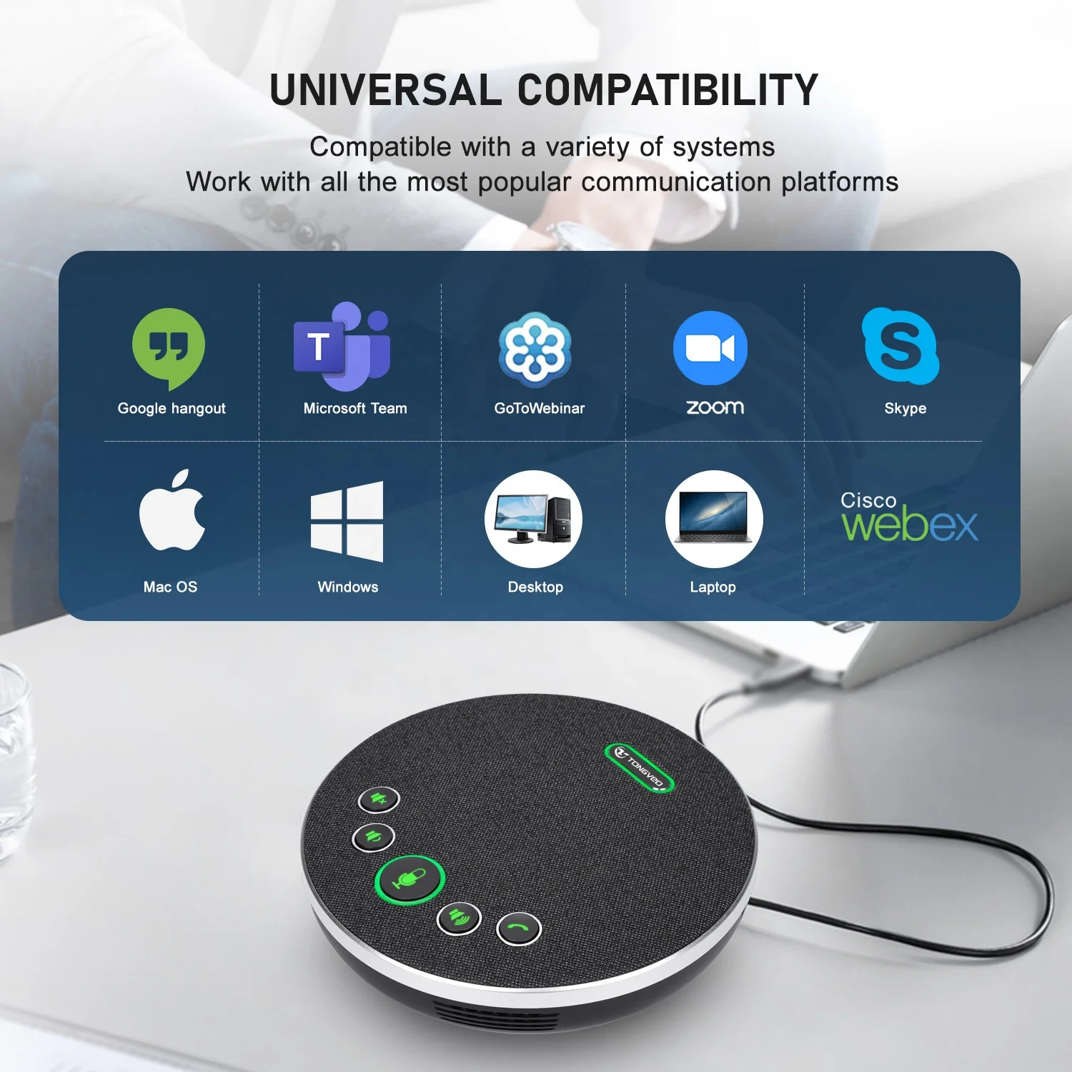 USB Speakerphone Built-in Full Duplex 360 Voice Pickup AI Microphones Conference Speaker for Video Conference Gaming Chatting Sk