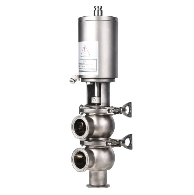 Sanitary Stainless Steel Pneumatic SIngles or Double Seat Flow Diversion Valve Cut-off/Reversing Stop Valve