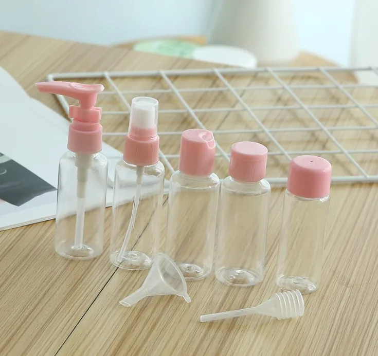 Hot Sell Portable Spray Refillable Bottles Kit Plastic Face Cream Lotion Makeup Container Home Travel Set