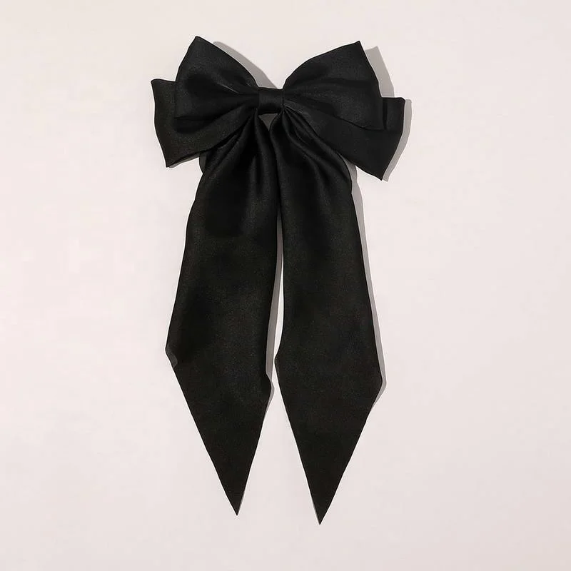 Women Daily Hair Accessories Large Bowknot Hair Band Silk Tassel Drop Clips Minimalist Bow Hair Ribbon Bandeau Band
