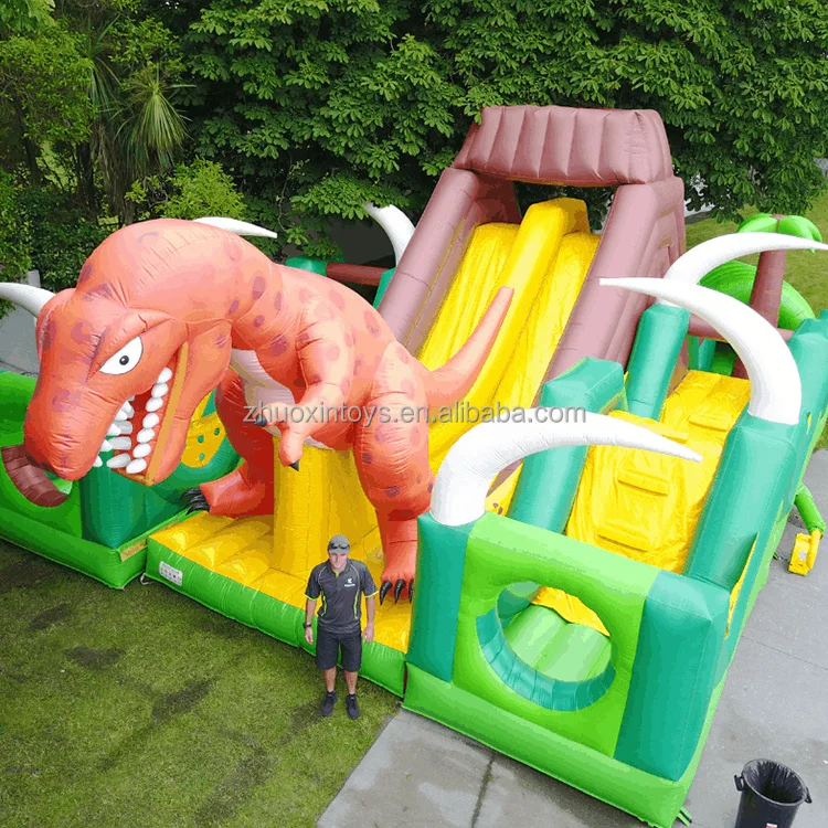 
Eye catching designed Dinosaur Inflatable Dino Obstacle Couses Bouncy Castle 