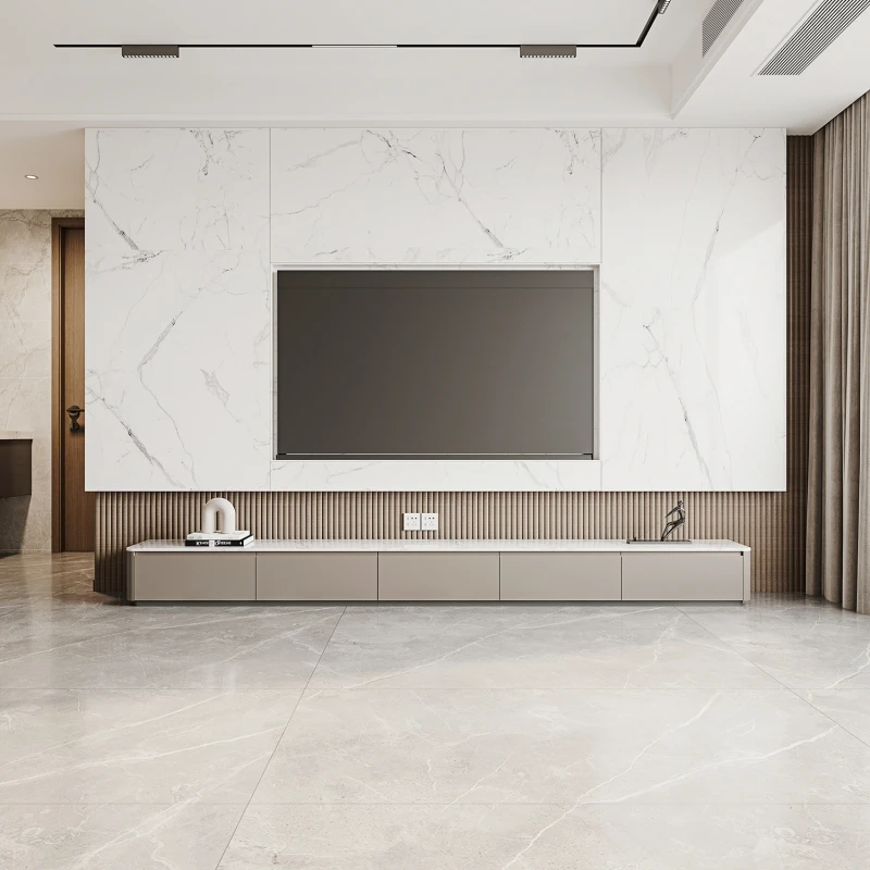 Luxury modern gray white living room hotel classic coffee table center tv cabinet TV stand set