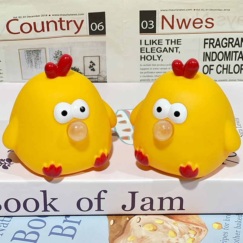 2024 Creative Pop Cute Cartoon Animal Chick Stress Relief Squeeze 3D Silicone Fidget Induction Squeeze Bubble Toy
