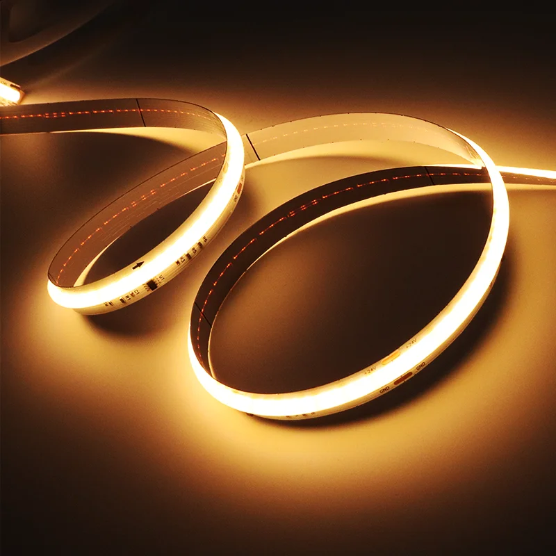Banqcn 24v Smart Soft High Density Dual White Cob Flexible Strip Chasing Colors bar Led Light 576led/m Home Lighting