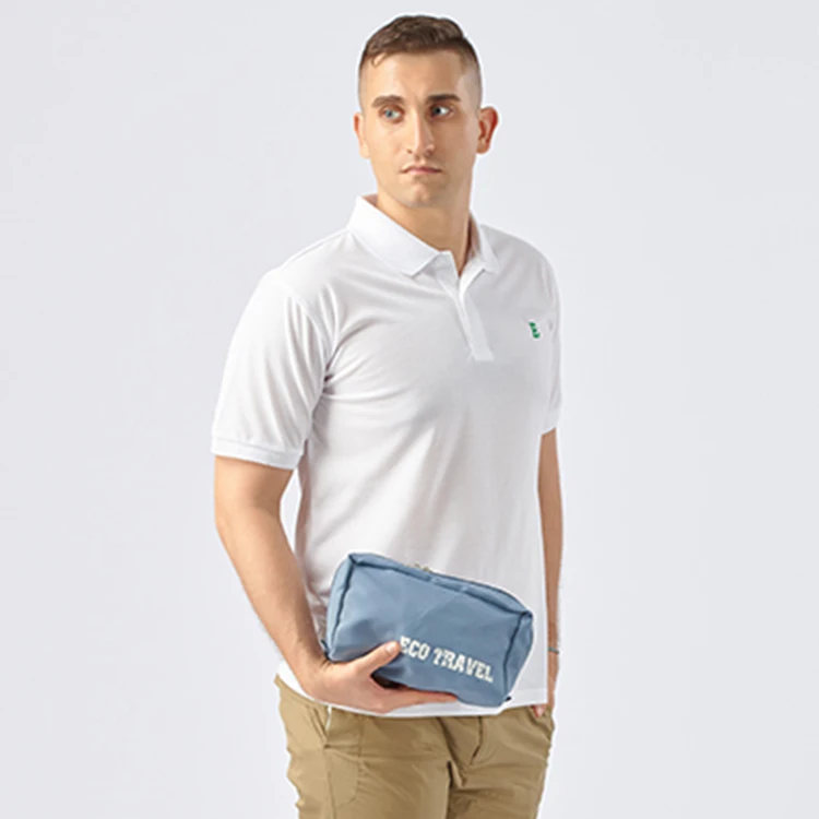 Private label cosmetic storage bag sustainable RPET fabric Men Travel Pouch