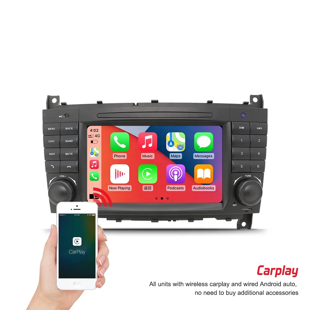 Route 2 din 8 core Android 12 car dvd player for Benz W203 W209 Car video 2+32G with buttons wireless carplay and Android auto