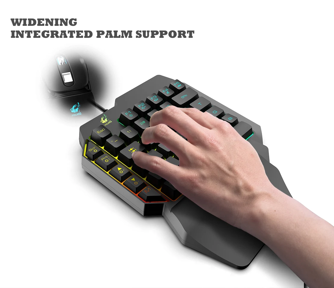 Amazon ebay cross-border free wolf K15 one-handed keyboard gun god left hand manipulator P UBG  game luminescent keyboard
