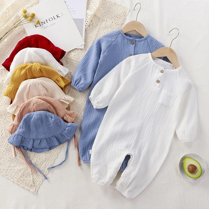 Baby Clothes Spring Autumn New Newborn Long Style Romper Cotton Gauze Jumpsuit Summer Pajamas
