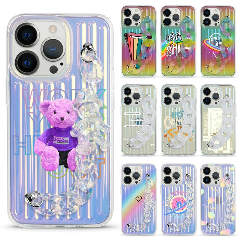 Чехол для телефона с лазерным ожерельем и ремешком для iPhone 11, 12, 13, чехол для мобильного телефона с ремешком на запястье, браслет с ремешком, чехол для телефона с ремешком