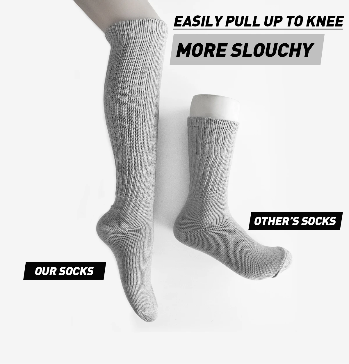 JIANI long slouch socks scrunch cotton thick slouch socks extra knit loose heavy socks