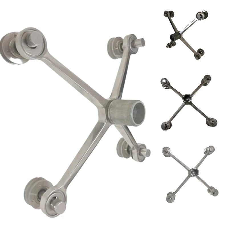 High Quality Hardware SS304 306 Glass Spider 4 arms Fin Spider Fittings Holder Glass Curtain Wall Accessories