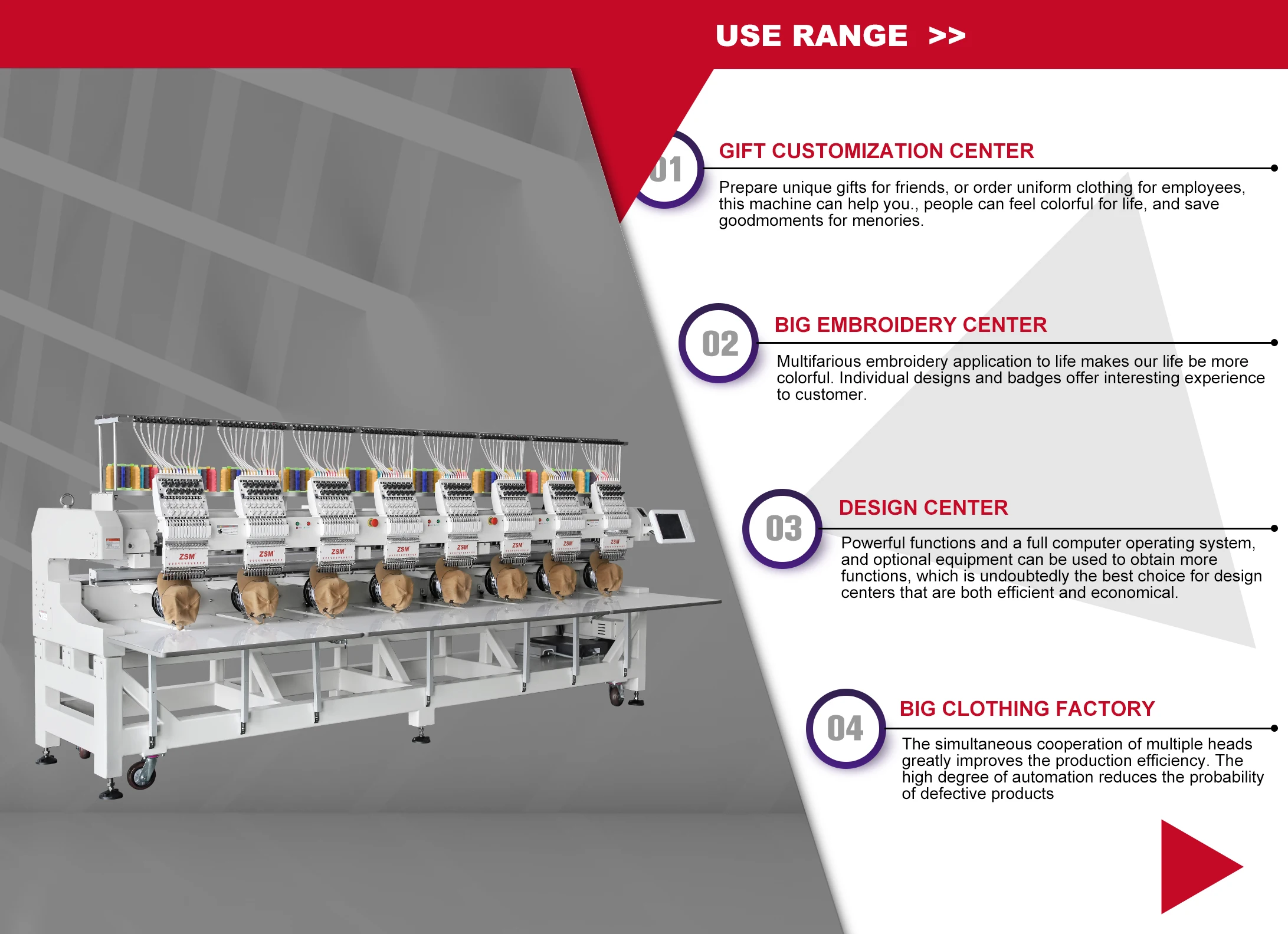Wholesale Flat Embroidery Computerized Machine 8 Heads Industrial Automatic Embroidery Machine