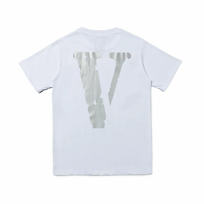  New High Grade Men T shirt Vlon Reflective Big V Printed Diamond Unisex Short Sleeved Lone Shirt