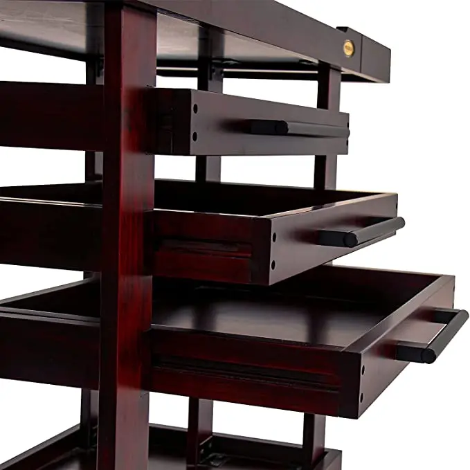 MEEDEN Deluxe художника корзина для хранения 5 круглый Ланч-бокс толстая твердая древесина бука Taboret с туалетный столик 3 ящиками записная книжка 4 Запираемые