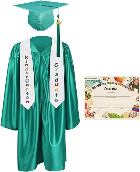 Kindergarten Graduation Cap and Gown with 2024 Tassel and Stole kids Graduation Gown Preschool School Uniform Manufactures