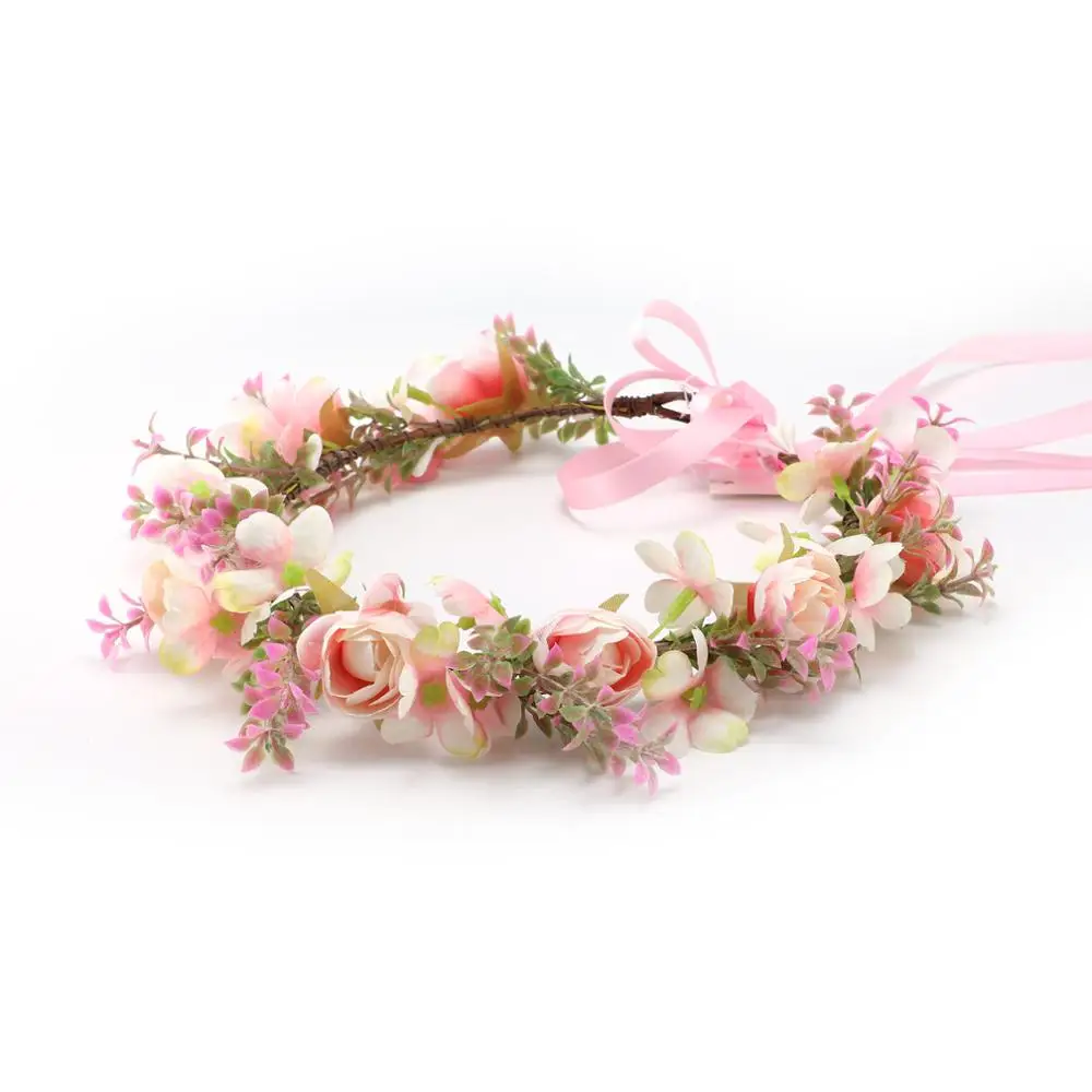 fc620 New Design Pink Wild Flower Headband Artificial Flower Crown for Adult Girl Kid
