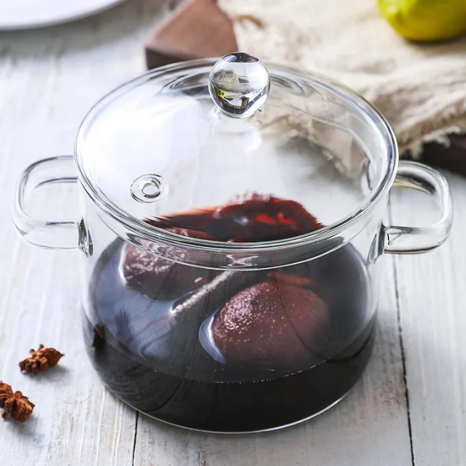Hot sale high borosilicate soup pot clear glass cooking pot heat resistant  can be used for domestic