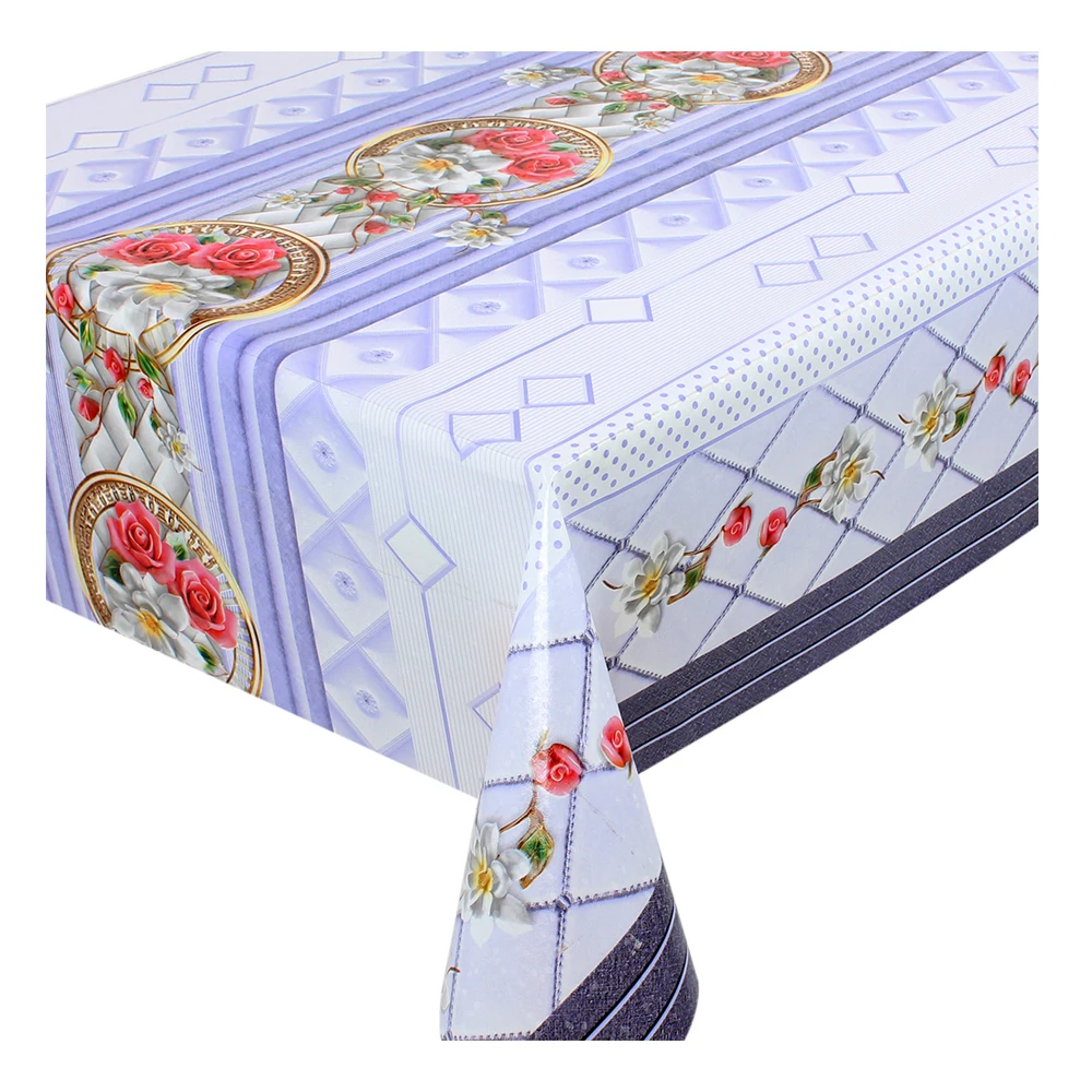 Wholesale luxury high quality gold roll water proof PVC printed tablecloth fabric in roll