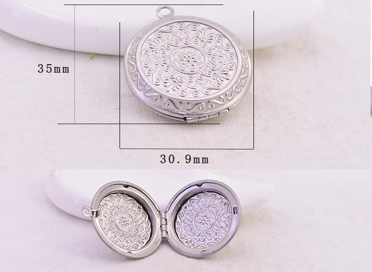 flower pattern 316 Stainless Steel circle Shaped Box Open Photo Locket Pendant for Necklace jewelry accessory