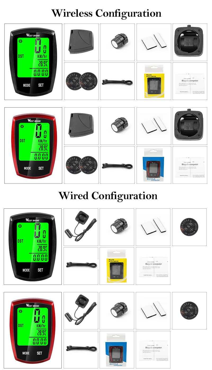 WESTBIKING Screen-touchable Stopwatch Bike Computer Odometer Digital Cycling Computer Wired/Wireless Exercise Bicycle Computer