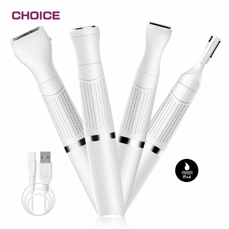 Verified Supplier 4 In 1 Facial Mini Waterproof Women Electric Armpit Hair Remover