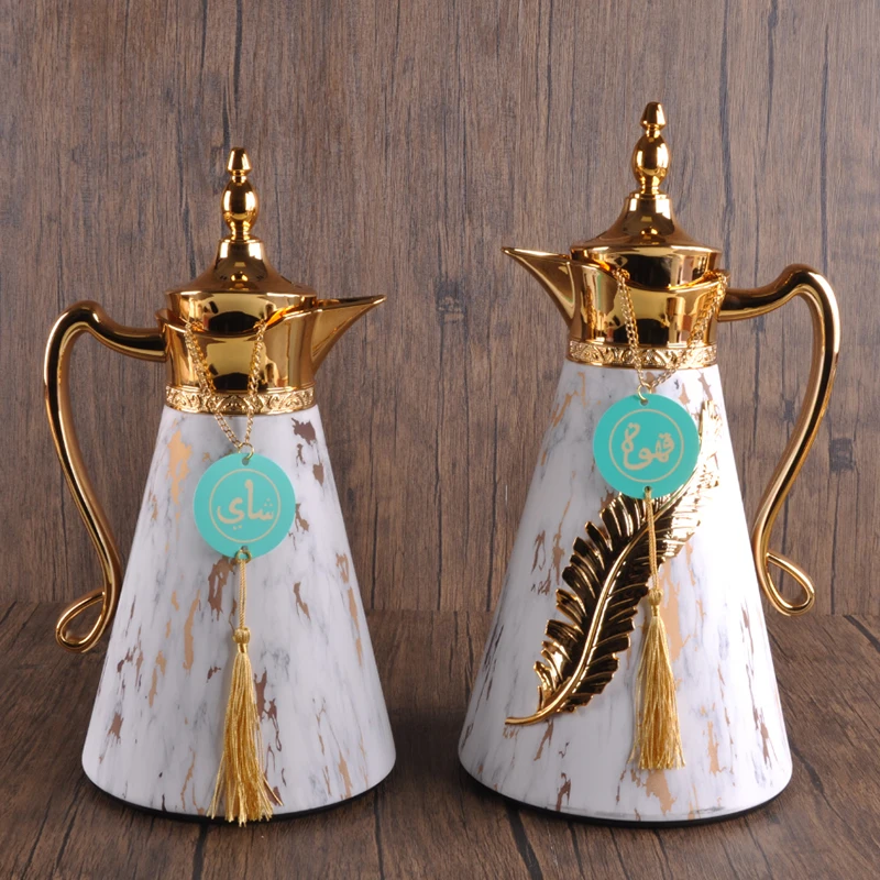 Wholesale Royal High End Ethiopian Flask Vacuum Thermos Teapot Dallah Arabic Coffee Pot with Glass Liner