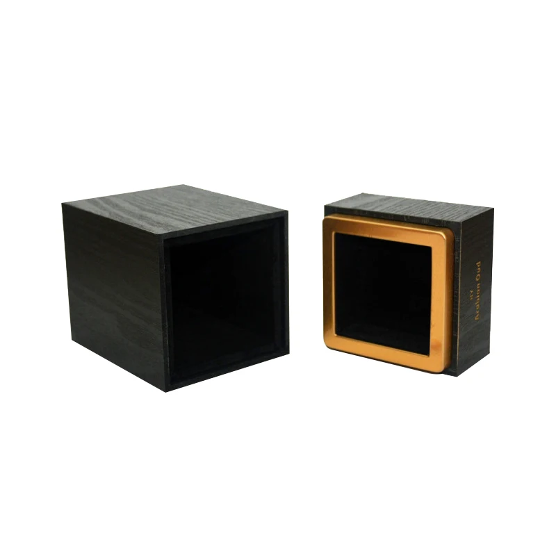 Wholesale Black Wooden Laser Engraving Custom Logo Printed Lid and Base Magnetic Shoulder Box Perfume Packaging Wood Plywood