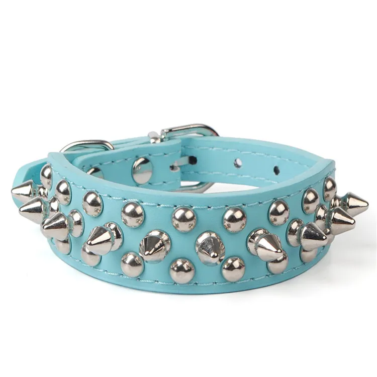 Mushrooms Spiked Rivet Studded PU Collar for Dogs Adjustable Anti-bite Pet Collar with Mushrooms Spiked Rivet