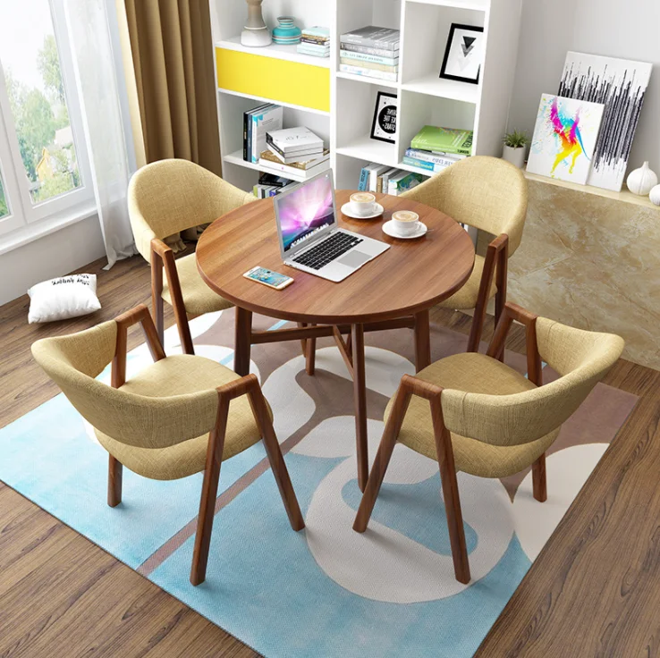 Modern Simple Small Restaurant Cafe Table and Chair Dining Room Furniture Round Dining Table Sets