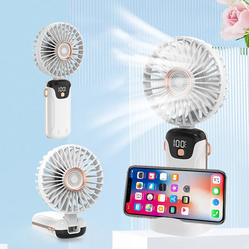 Portable Rechargeable Mini Handheld Fan Summer Outdoor Use Hand Held Rechargeable Fan LED Display