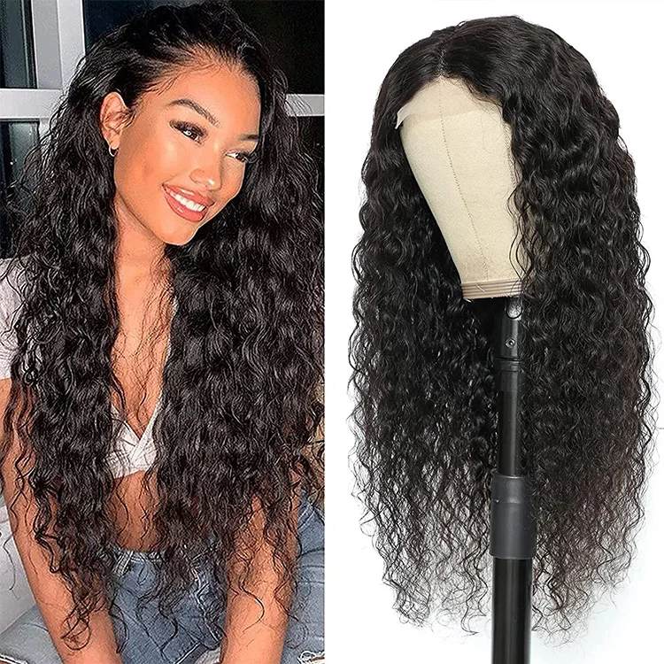 Guangzhou Guarantee Brazilian Water Wave Lace Front Human Hair Wigs  With Baby Hair No Tangle No Shedding