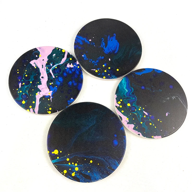 
Blank round sublimation custom printing cup mat&pad mdf absorbent ceramic wood coaster with cork for bar 