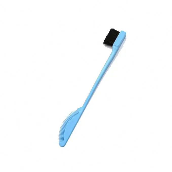 Private Label ABS Nylon Bristle Hair Edge Control Brush Black Pink Custom Logo Double Sided Edge Brush For Eyebrows