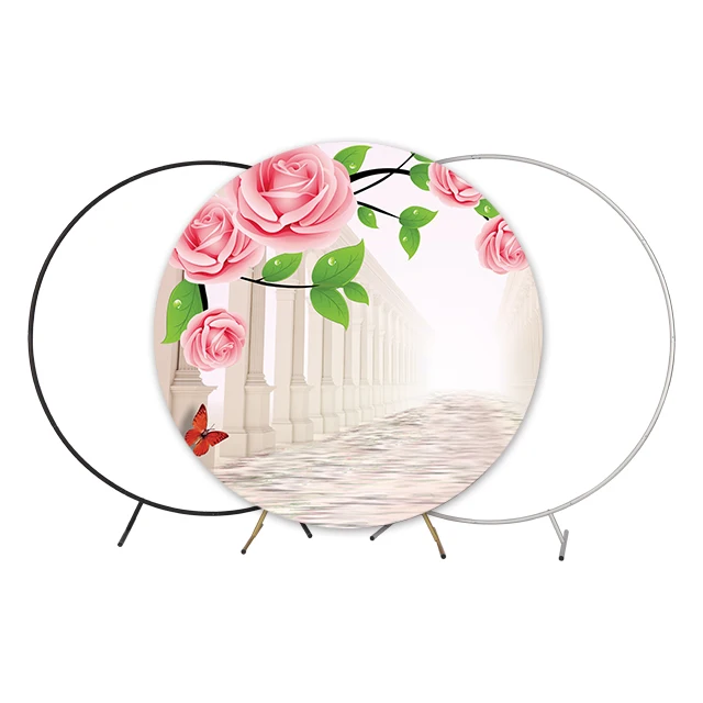 Circle Tension Fabric Backdrop For Wedding Party Event Decoration Aluminum Pipe Tension Fabric Trade Show Round Backdrop Wall
