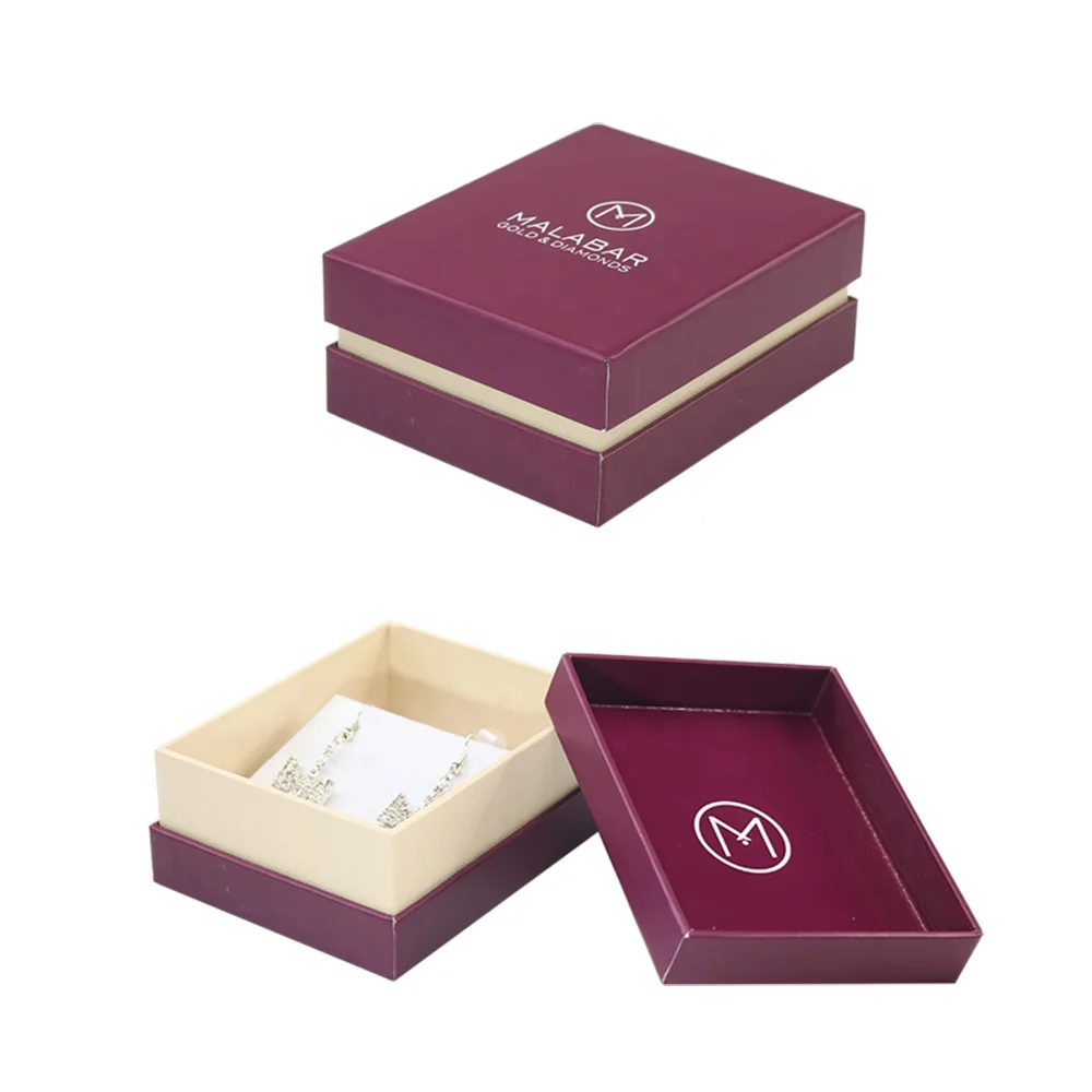 offset customized printed Red Cardboard Two Pieces Packer white velvet Inlay Jewelry Packaging gift paper Box
