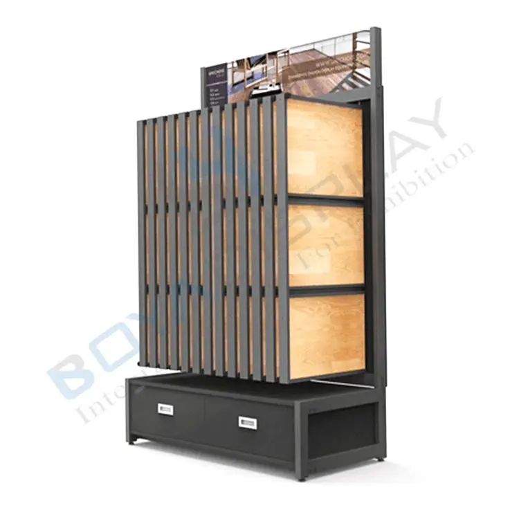 Customized New Design Pull-Push Sample Wooden Parquet Flooring Laminate Display Rack Stand