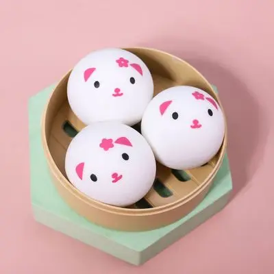 Simulated Food The Pig Steamed Stuffed Bun Soft Rubber Toy Trick Gift Funny Party Toy Steamer Children Stress Relief Kitchen Toy