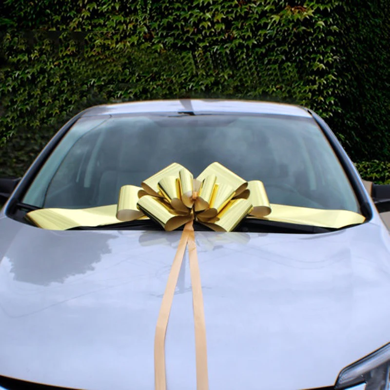 Guangdong High Quality Wholesale Factory Decorative  Red Ribbon POM POM Bow Giant  Car Bow  for Wedding