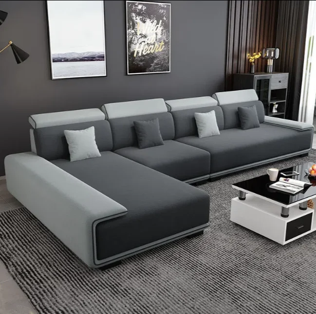 Bar Sofa modern grey fabric segmented sofa living room sofa set European home furniture bedroom furniture style