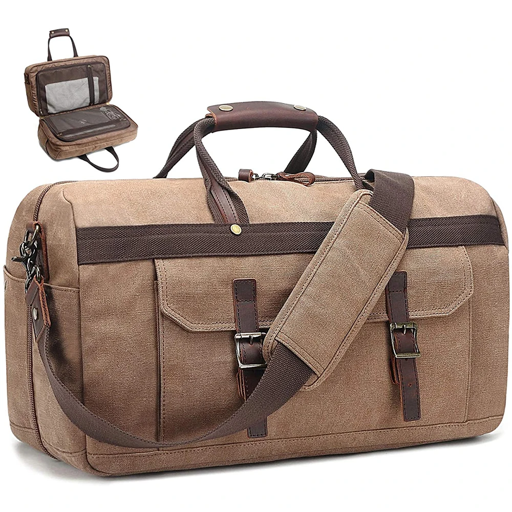 
Manufacturer canvas Duffle Bag Waterproof for Women and men Overnight Weekender Bag for Traveling 
