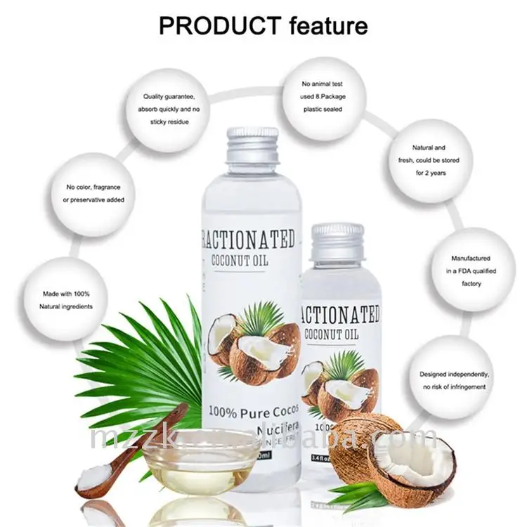 Factory Supply virgin coconut oil for skin and hair Pure Fractionated Coconut Oil