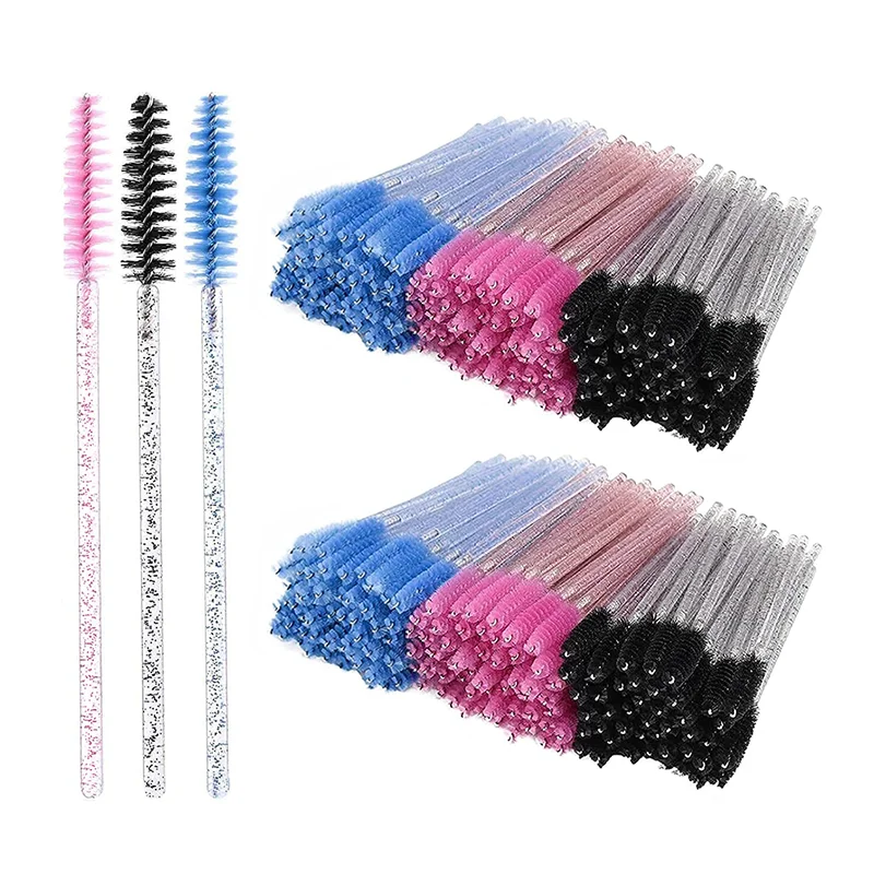 iconsign brush Disposable bulk colorful lash lift brush crystal handle 50 pack mascara wands Pink Glitter Lash Brush with OEM