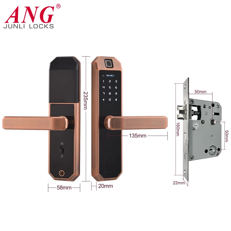 Hotel Wireless Wifi Tuya App Control Password Card Finger Print Electronic Safety Small Smart Door Lock