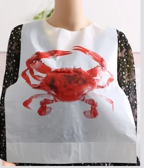 Disposable Adult Bibs Waterproof Disposable Bibs with Crumb Catcher Plastic Bibs Single Use Dining Clothing Protectors (100 Pcs)