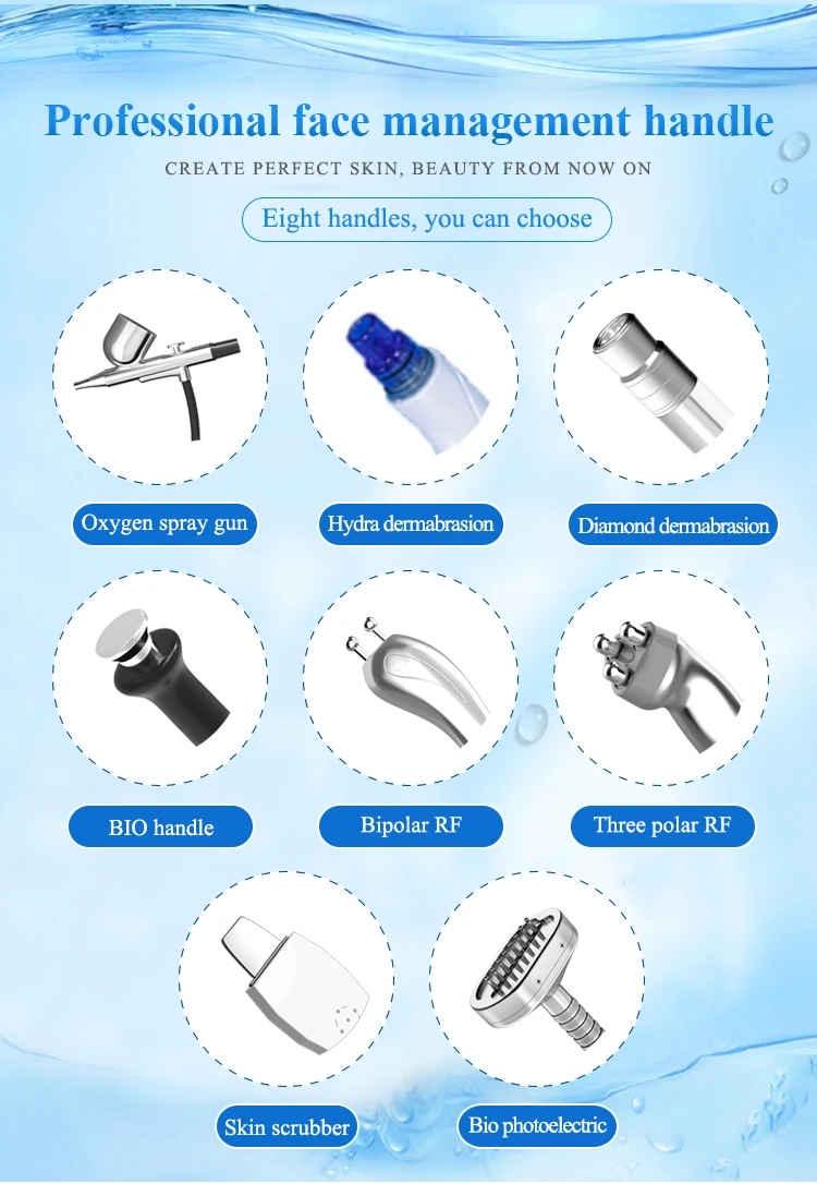 8 In 1 Diamond Peeling And Hydrofacials Water Jet Aqua Facial Hydra Dermabrasion Machine