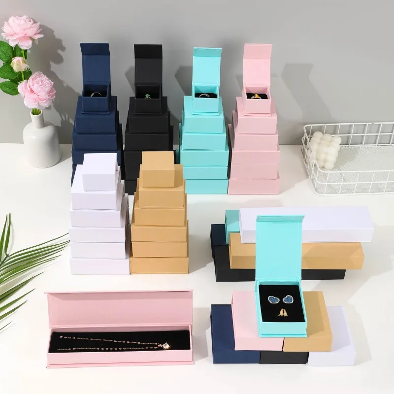 Jewelry earrings packaging box Magnetic flip ring necklace packaging box
