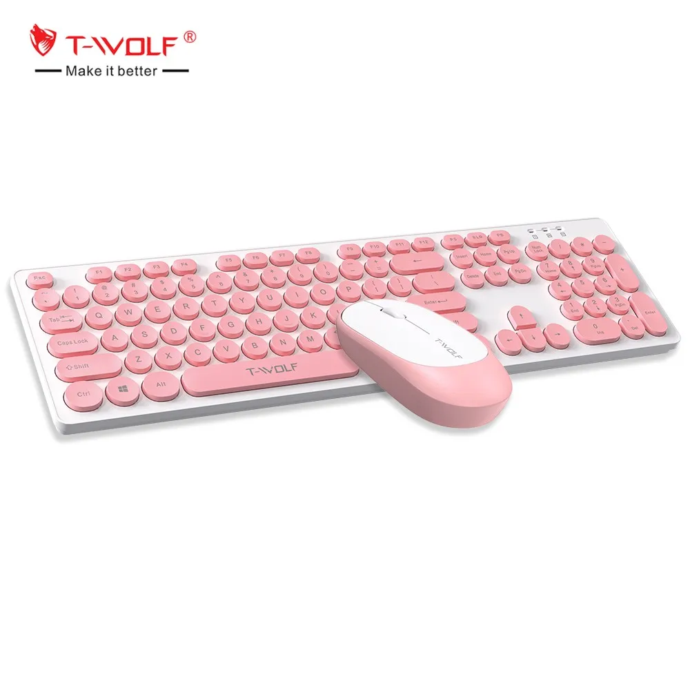 TF770 Wireless Pink Keyboard Cute Keyboard and Mouse Mini Keyboard Thin and Light Computer Peripherals Office Laptop Accessories