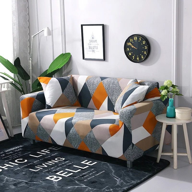 
Amazon Hot Sell Print Design Elastic Sofa Stretch Spandex Protective Corner Sofa Cover Recliner Slipcover 